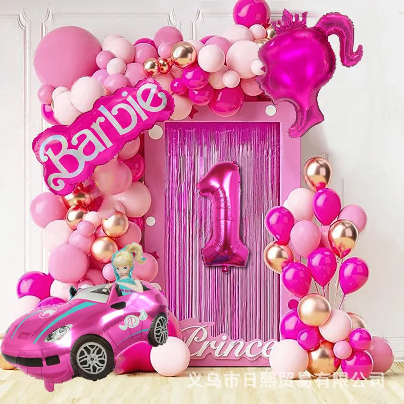 Balão Garland Arch Kit para Decoração, Rosa Vermelha, Foil Ball, Princesa, Aniversário, Baby Shower, Girl, Party Supplies, 97pcs