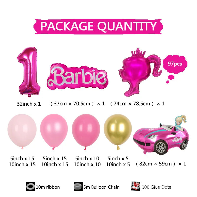 Balão Garland Arch Kit para Decoração, Rosa Vermelha, Foil Ball, Princesa, Aniversário, Baby Shower, Girl, Party Supplies, 97pcs