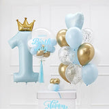Balão de alumínio com coroa para menino e menina, decoração de aniversário, 1 ano, 24pcs