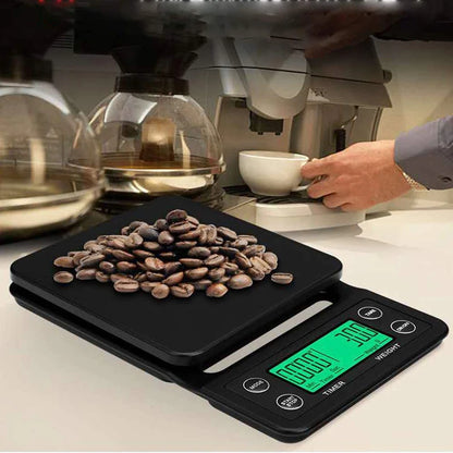 Balança Eletrônica Digital de Cozinha, Balança de Café Portátil com Temporizador, Alta Precisão, Balanças de Gotejamento LCD, 5kg, 0.1g