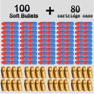 Soft EVA Bullets for Toy Gun, Glock Colt 1911, Kids Shooting Game, 80 Shells, 100 Soft 