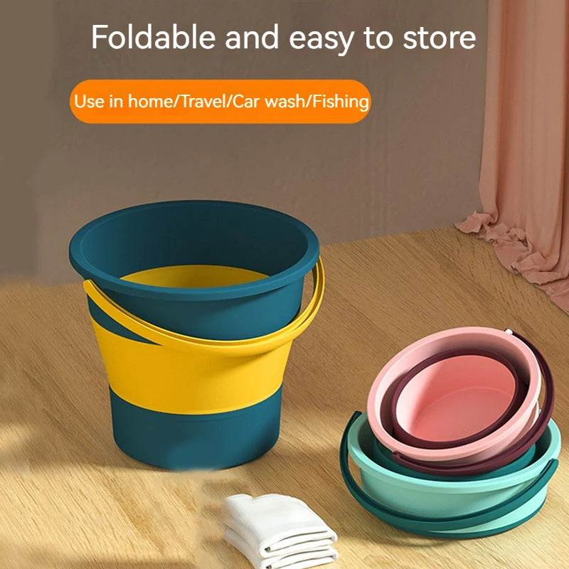 Portable Folding Wash Bucket Household Car Use Plastic Thickened Folding Bucket for Outdoor Fishing 