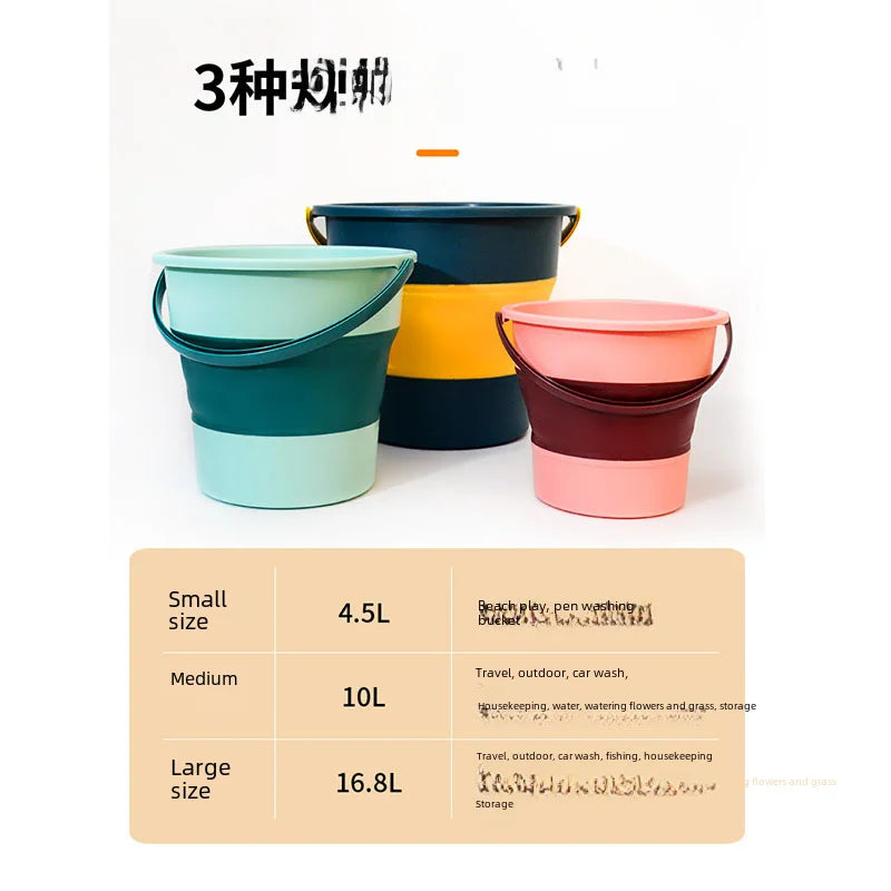 Portable Folding Wash Bucket Household Car Use Plastic Thickened Folding Bucket for Outdoor Fishing 