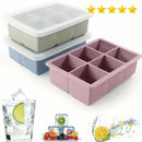 Flexible Ice Cube Tray with Lid, Food Grade Silicone Mold, Freezer Trays, 6 Cavities, 1Pc, Hot Sale 