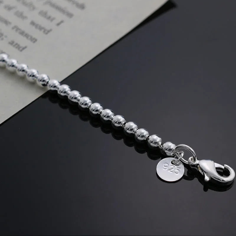 Exquisite Silver Plated Bracelet Fashion Charm 4mm Beads Women Hot Sale Cute Silver Jewelry Birthday Gift H198 