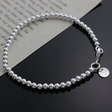 Exquisite Silver Plated Bracelet Fashion Charm 4mm Beads Women Hot Sale Cute Silver Jewelry Birthday Gift H198 