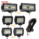 Barra de luz LED para carro, projectores 4x4 offroad, lâmpada de nevoeiro, 12V, farol de diodo 24V, caminhão, fazenda, trator, barco, SUV, ATV, luz de trabalho