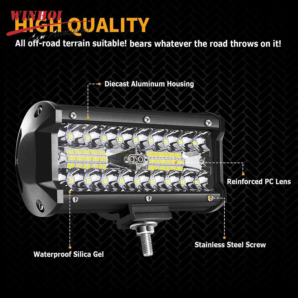 Barra de luz LED para carro, projectores 4x4 offroad, lâmpada de nevoeiro, 12V, farol de diodo 24V, caminhão, fazenda, trator, barco, SUV, ATV, luz de trabalho