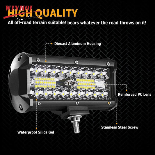 Barra de luz LED para carro, projectores 4x4 offroad, lâmpada de nevoeiro, 12V, farol de diodo 24V, caminhão, fazenda, trator, barco, SUV, ATV, luz de trabalho