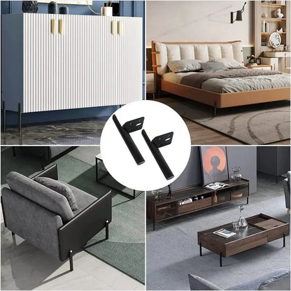 Base de silla personalizada de 4 piezas, con textura negra mate, accesorios para muebles, elegante sofá de hierro y metal, 15 cm y 20 cm. 
