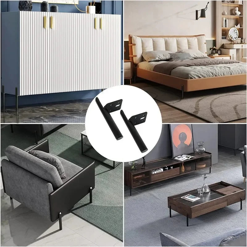 Base de silla personalizada de 4 piezas, con textura negra mate, accesorios para muebles, elegante sofá de hierro y metal, 15 cm y 20 cm. 