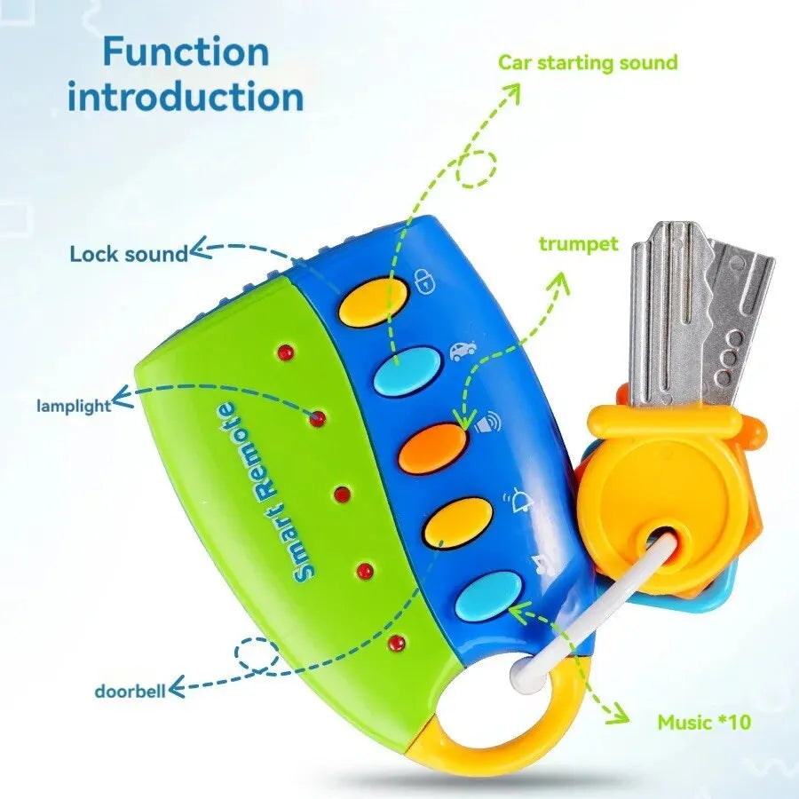 Llave de coche de simulación de educación temprana para bebés con luces y música, coche de simulación, efectos de sonido, divertidos juguetes educativos 