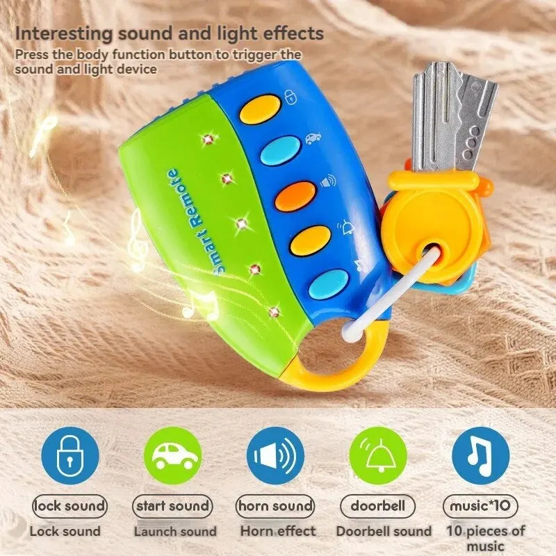 Llave de coche de simulación de educación temprana para bebés con luces y música, coche de simulación, efectos de sonido, divertidos juguetes educativos 