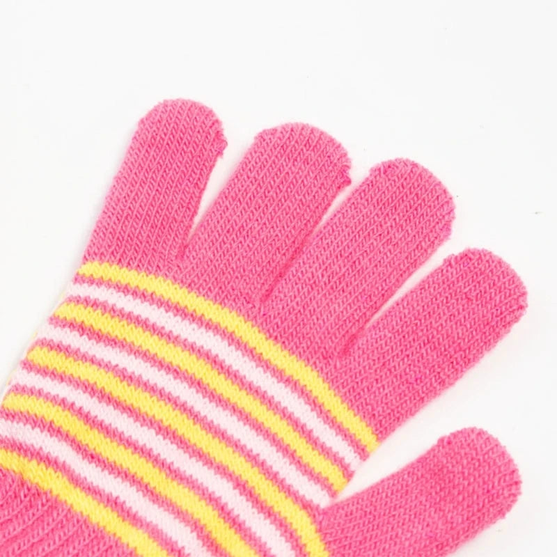 Guantes de invierno de punto a rayas para bebés, niños y niñas, de dedo completo, para exteriores, accesorios para niños de 1, 2, 3, 4 y 5 años 