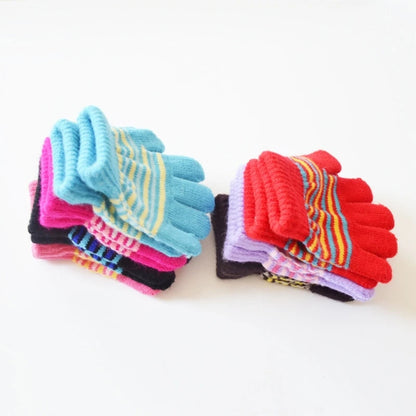 Baby Boys Girls Full Finger Gloves Winter Knitted Stripe Mitten Kids Outdoor Gloves for 1 2 3 4 5 Years Old Children Accessories 