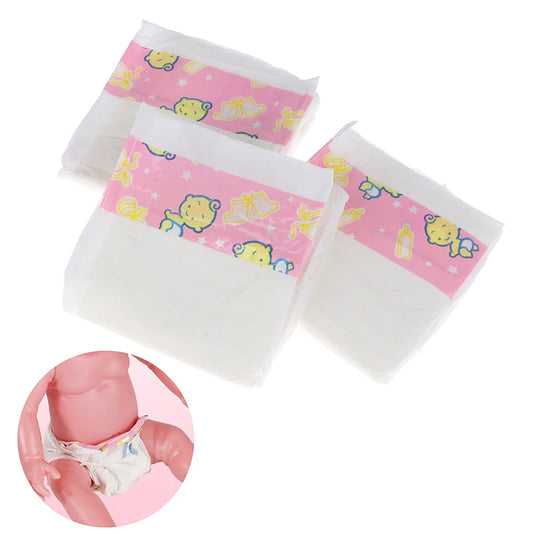 Bebê nascido fralda desgaste para boneca, acessório boneca, presente para criança, brinquedos DIY, 3pcs