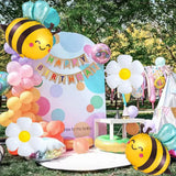 Bee and Daisy Flower Balloon, Bumblebee Aluminum Foil, Polyester Film, Suitable for Bee Theme, Birthday Party Supplies, Baby Shower Decoration, 6 pcs 