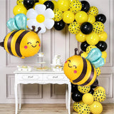 Bee and Daisy Flower Balloon, Bumblebee Aluminum Foil, Polyester Film, Suitable for Bee Theme, Birthday Party Supplies, Baby Shower Decoration, 6 pcs 
