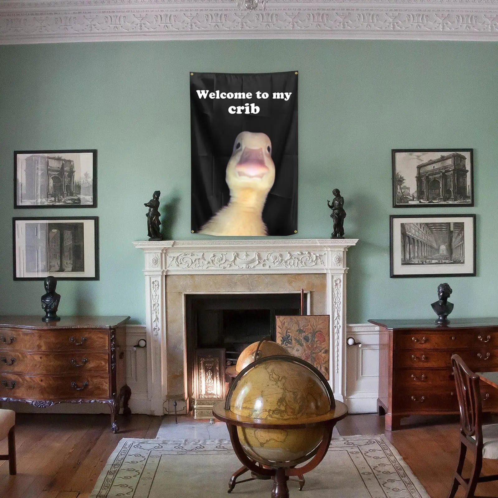 Welcome to My Crib Flag, Funny Flags with 4 Shiny Brass Grommets for Dorm Room Tapestry, Home College Decor, 2x3 Feet 