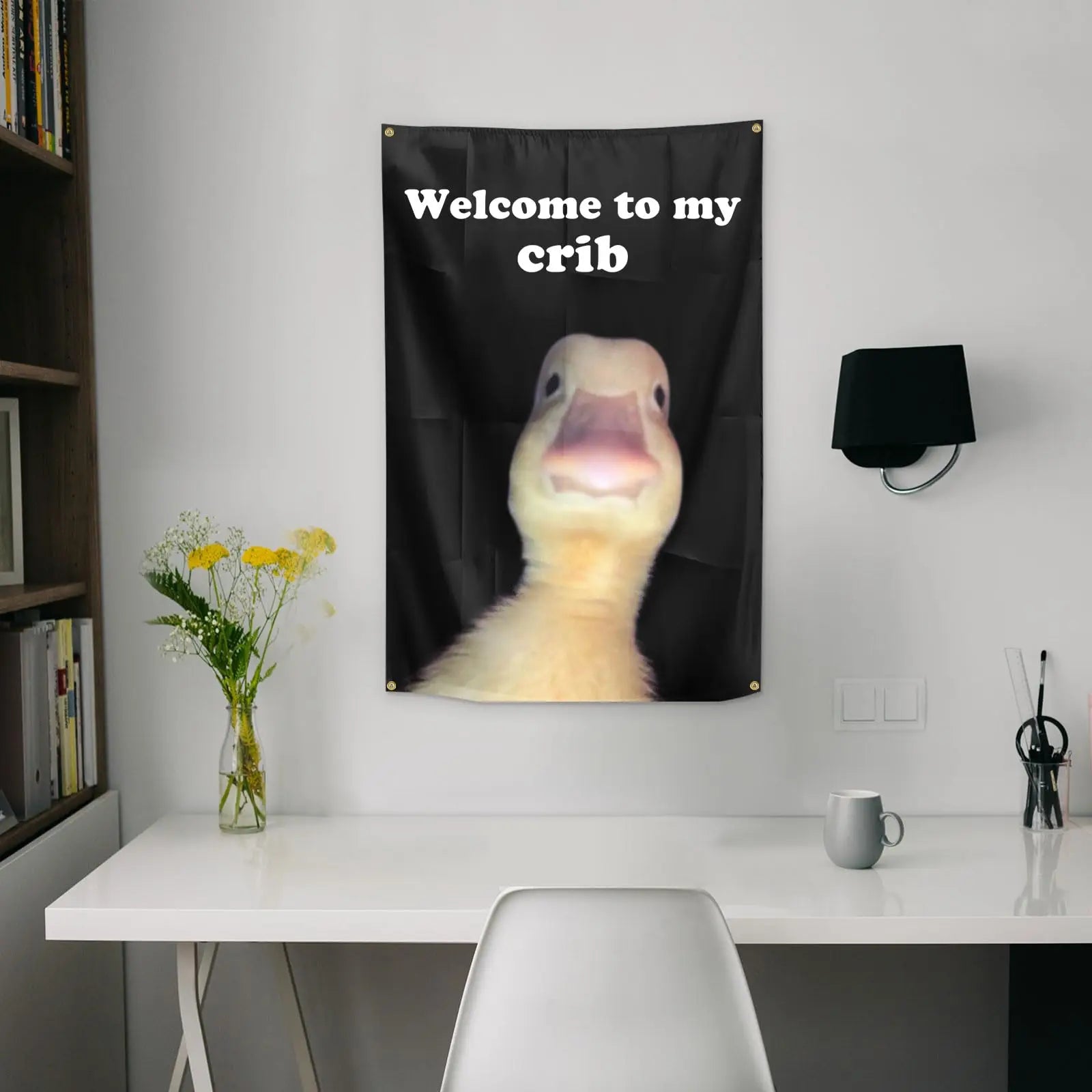 Welcome to My Crib Flag, Funny Flags with 4 Shiny Brass Grommets for Dorm Room Tapestry, Home College Decor, 2x3 Feet 