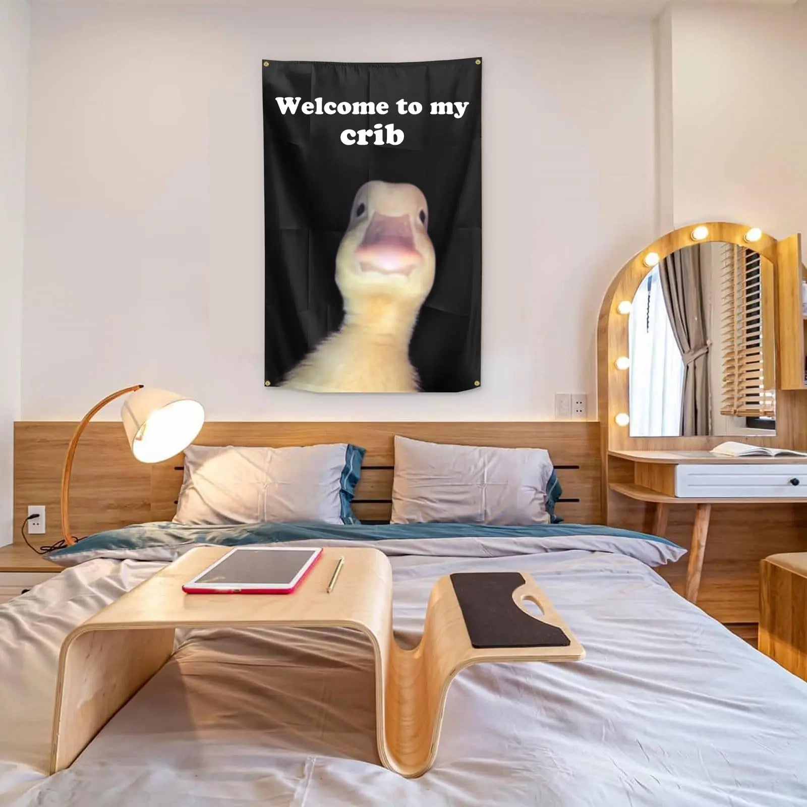 Welcome to My Crib Flag, Funny Flags with 4 Shiny Brass Grommets for Dorm Room Tapestry, Home College Decor, 2x3 Feet 