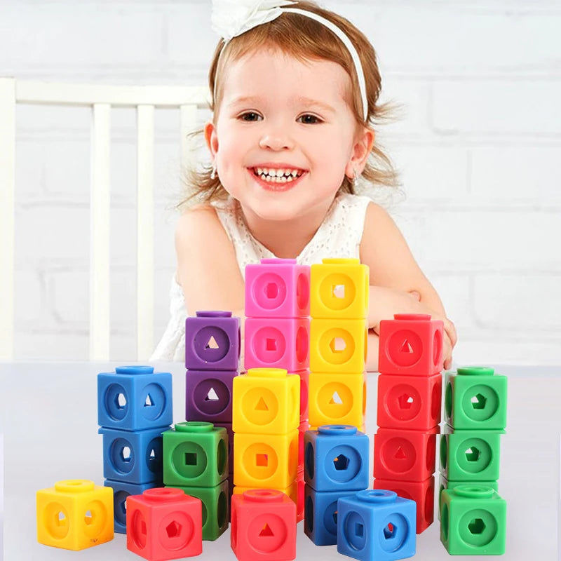 Square Particle Building Blocks Puzzle Toys, Early Education, Arithmetic, Mosaic Connecting, Creative, 2cm, 100 Pcs 