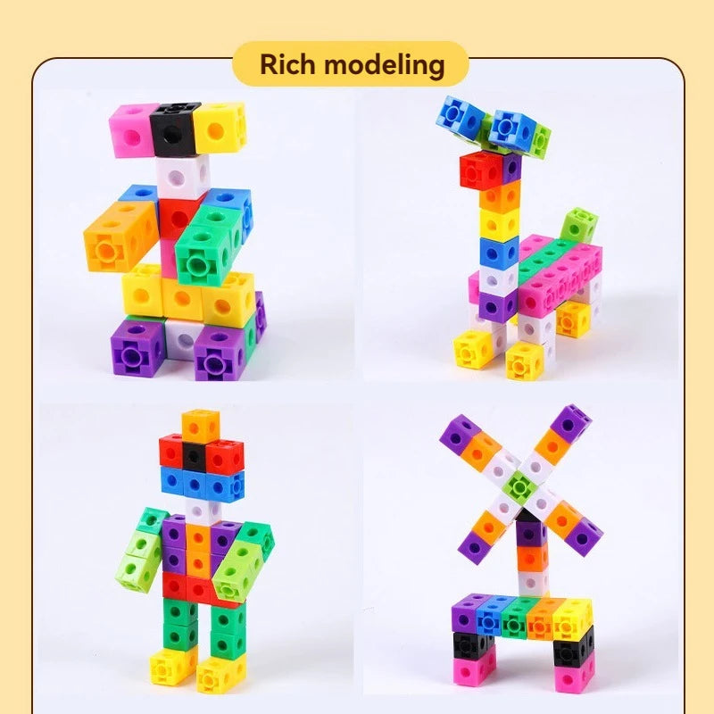 Square Particle Building Blocks Puzzle Toys, Early Education, Arithmetic, Mosaic Connecting, Creative, 2cm, 100 Pcs 