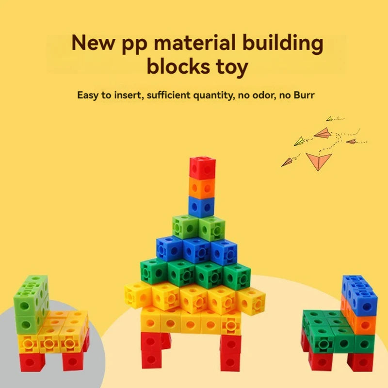 Square Particle Building Blocks Puzzle Toys, Early Education, Arithmetic, Mosaic Connecting, Creative, 2cm, 100 Pcs 
