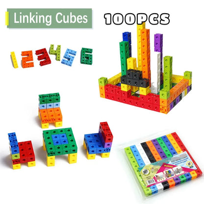 Blocos de construção de cubo quadrado para crianças, brinquedos educativos para crianças, DIY montagem de tijolos modelo, 2x2x2cm, 100 peças por conjunto