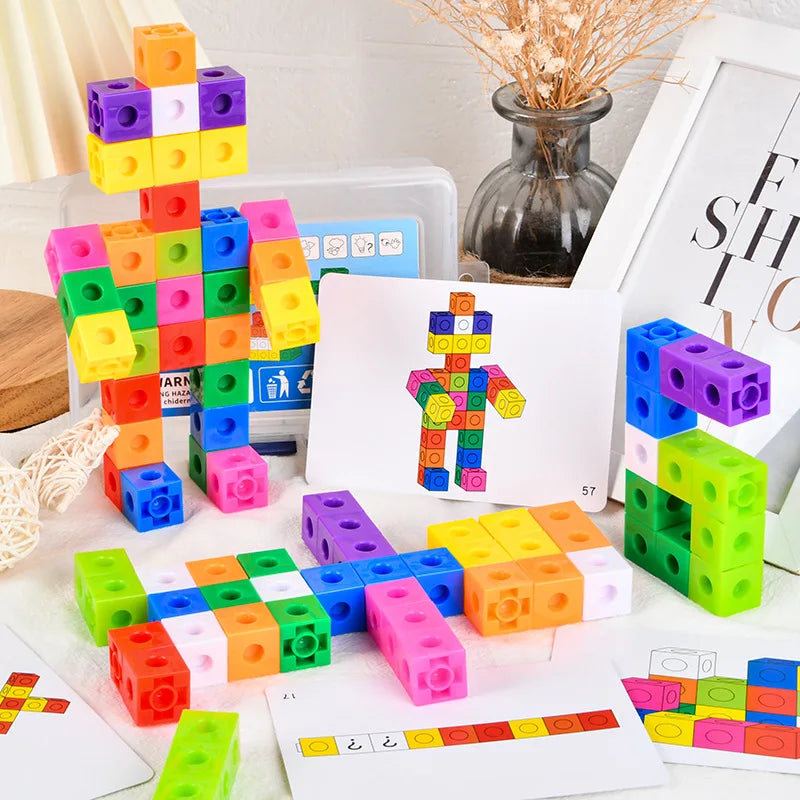 Blocos de construção de cubo quadrado para crianças, brinquedos educativos para crianças, DIY montagem de tijolos modelo, 2x2x2cm, 100 peças por conjunto