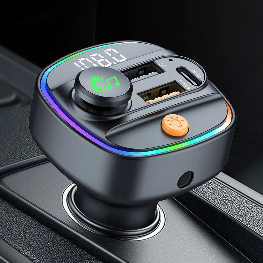 Bluetooth 5.3 FM Transmitter Handsfree Car AUX Radio Modulator MP3 Player with 22.5W &amp; PD30W Fast Charge Adapter Car Accessories 