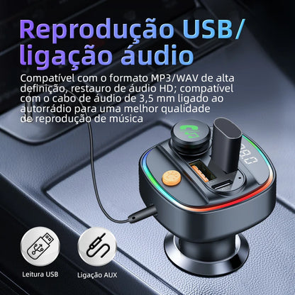 Bluetooth 5.3 FM Transmitter Handsfree Car AUX Radio Modulator MP3 Player with 22.5W &amp; PD30W Fast Charge Adapter Car Accessories 