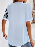 Blusa estampada listrada para as mulheres, blusa casual, gola redonda, meia manga, tamanho grande, roupas de primavera