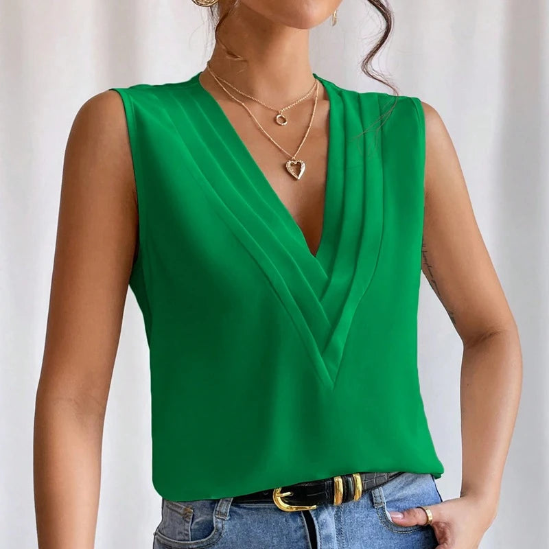 Blusas sueltas sin mangas, camisas oversize, tops elegantes de mujer, monocromáticos, casuales, moda juvenil, verano 