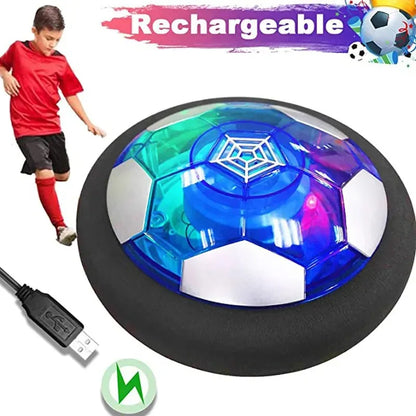 Balón de fútbol eléctrico flotante con proyector de luz LED, juguete colgante de fútbol, ​​cojín de aire deslizante, espuma flotante, regalo para niños 
