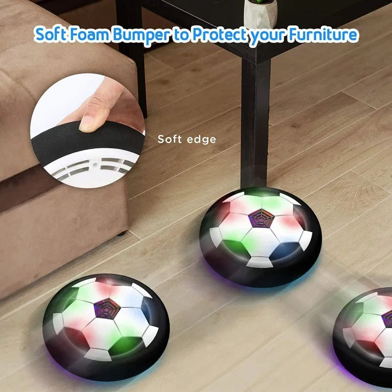 Balón de fútbol eléctrico flotante con proyector de luz LED, juguete colgante de fútbol, ​​cojín de aire deslizante, espuma flotante, regalo para niños 