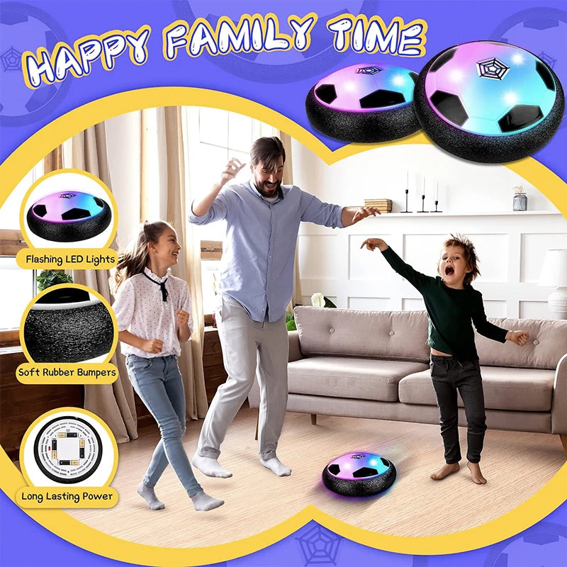 Balón de fútbol eléctrico flotante con proyector de luz LED, juguete colgante de fútbol, ​​cojín de aire deslizante, espuma flotante, regalo para niños 