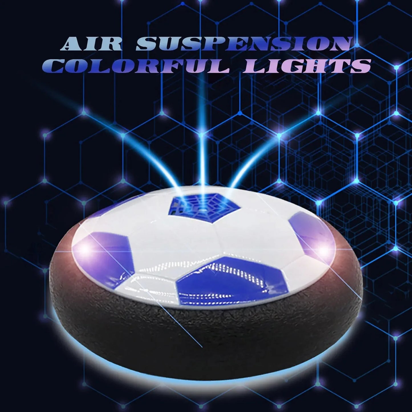 Balón de fútbol eléctrico flotante con proyector de luz LED, juguete colgante de fútbol, ​​cojín de aire deslizante, espuma flotante, regalo para niños 