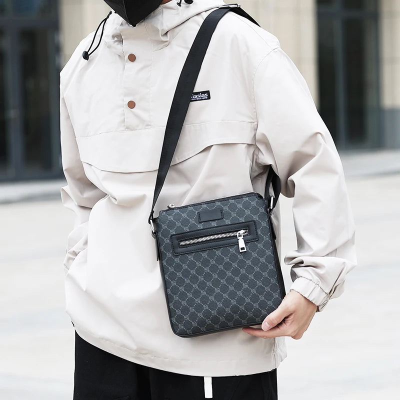 Bolsa Crossbody de couro PU para homens, sacos de mensageiro casual, mochila masculina, bolsa de ombro, designer de moda, nova