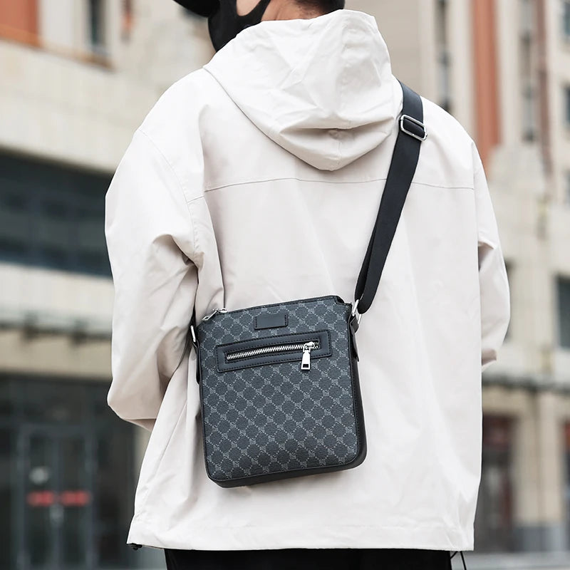 Bolsa Crossbody de couro PU para homens, sacos de mensageiro casual, mochila masculina, bolsa de ombro, designer de moda, nova