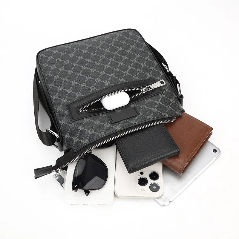Bolsa Crossbody de couro PU para homens, sacos de mensageiro casual, mochila masculina, bolsa de ombro, designer de moda, nova
