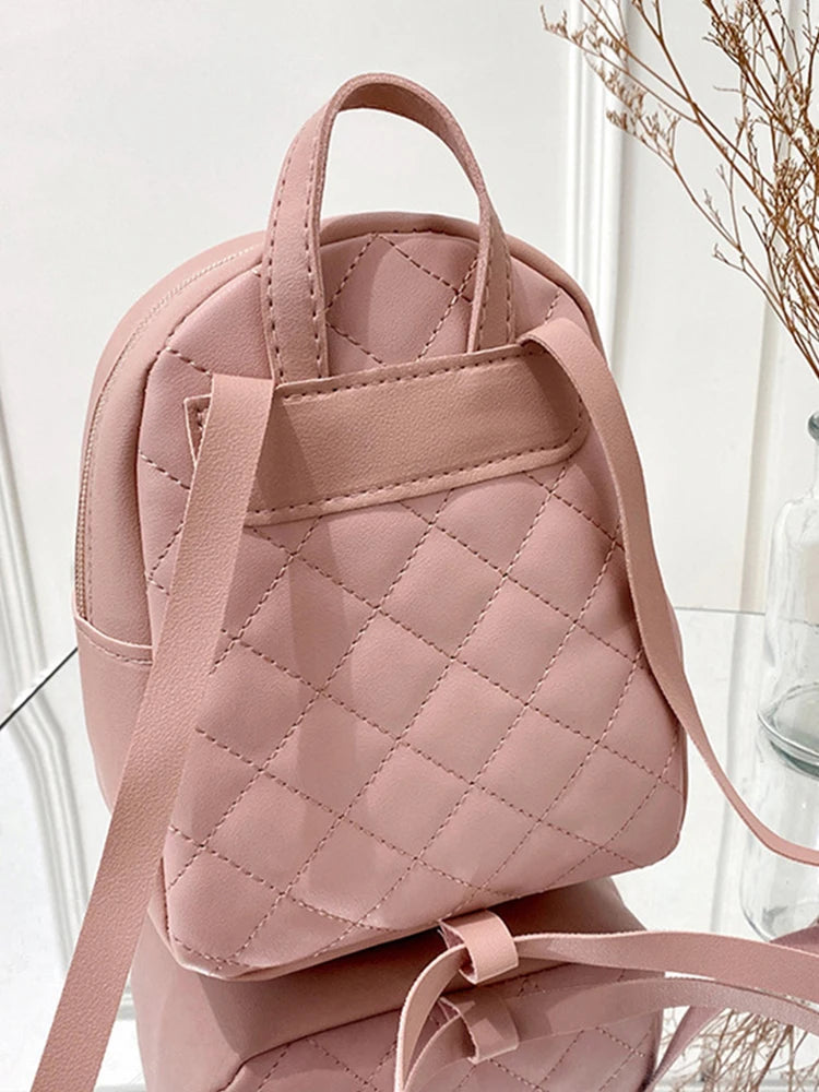 Women Plaid Rhombus Pattern Handbag Large Capacity Shoulder Bag Crossbody Casual Mobile Phone Backpack