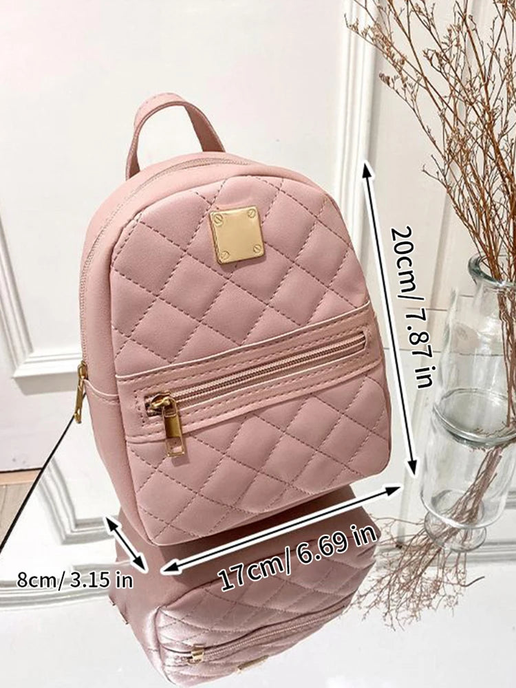 Women Plaid Rhombus Pattern Handbag Large Capacity Shoulder Bag Crossbody Casual Mobile Phone Backpack