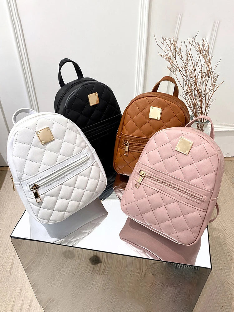 Women Plaid Rhombus Pattern Handbag Large Capacity Shoulder Bag Crossbody Casual Mobile Phone Backpack