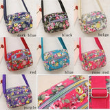 Multi-layer Floral Print Handbag for Women Nylon Cloth Bag Casual Shoulder Backpack Mother Crossbody Bag 