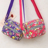 Multi-layer Floral Print Handbag for Women Nylon Cloth Bag Casual Shoulder Backpack Mother Crossbody Bag 