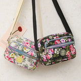 Multi-layer Floral Print Handbag for Women Nylon Cloth Bag Casual Shoulder Backpack Mother Crossbody Bag 