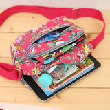 Multi-layer Floral Print Handbag for Women Nylon Cloth Bag Casual Shoulder Backpack Mother Crossbody Bag 