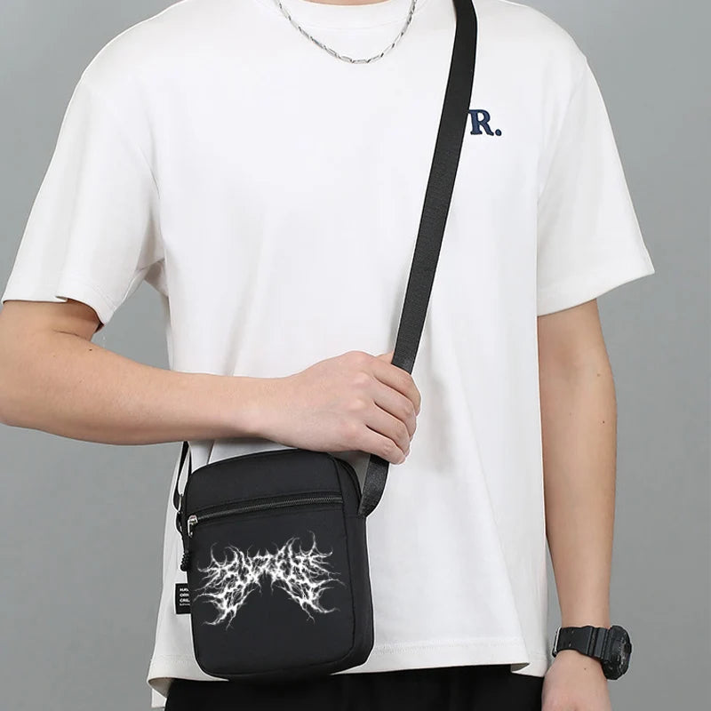 Men's Rune Printed Crossbody Bag Large Capacity Mobile Phone Shoulder Bag Outdoor Portable Storage Halloween Gift Personality 