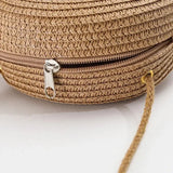 Bolsa de palha tecida redonda para mulheres, bolsa minimalista, bolsa de ombro, bolsa estilo vocação